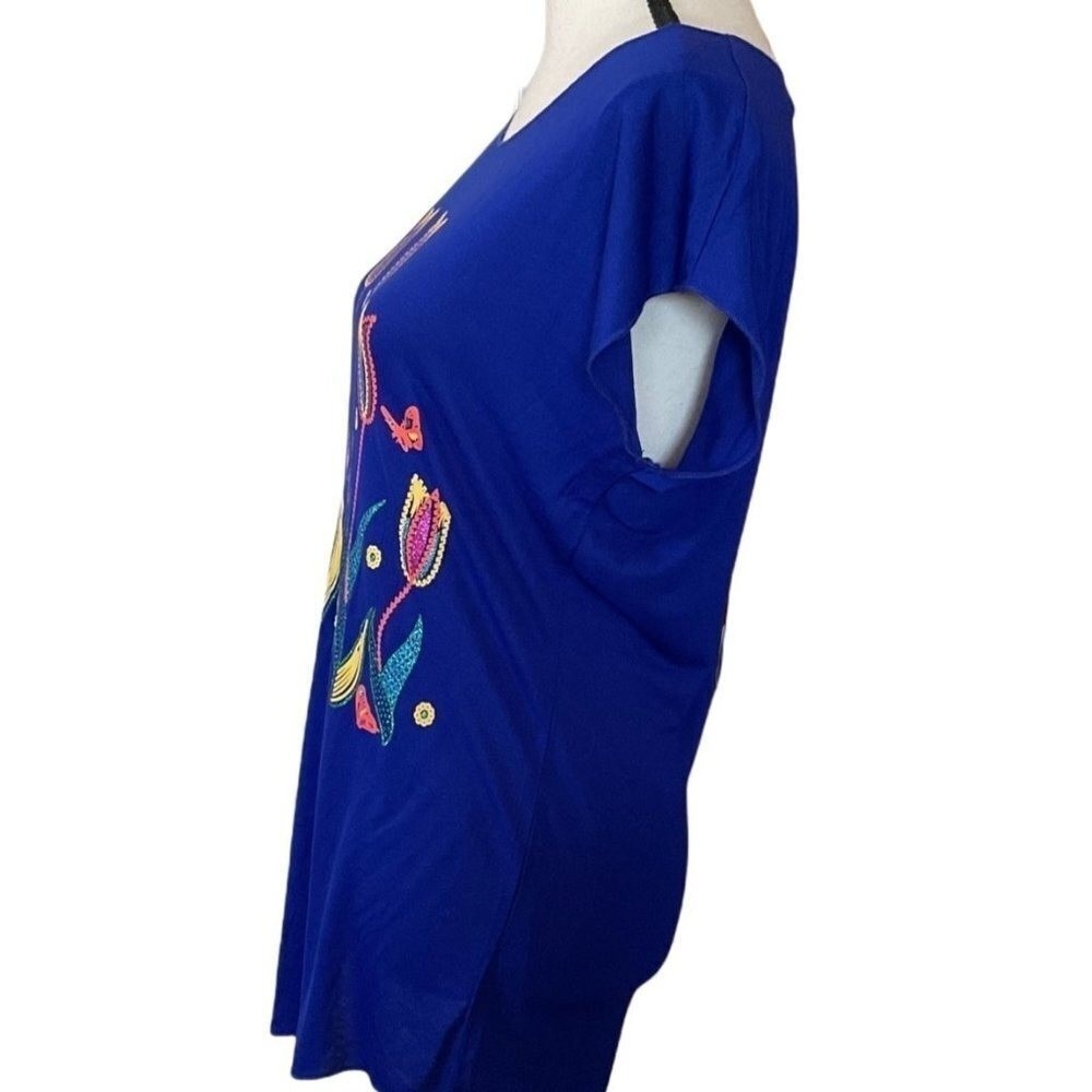 Vintage Custo Barcelona blue floral applique set top and bottom women Medium - Picture 6 of 11